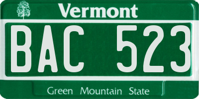 VT license plate BAC523