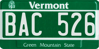 VT license plate BAC526