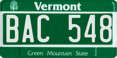 VT license plate BAC548