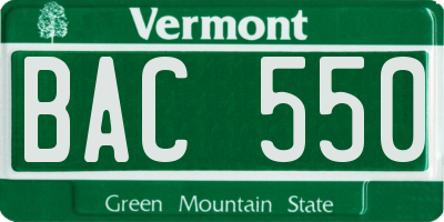VT license plate BAC550