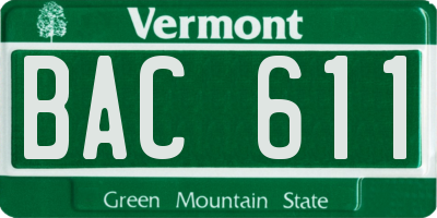 VT license plate BAC611