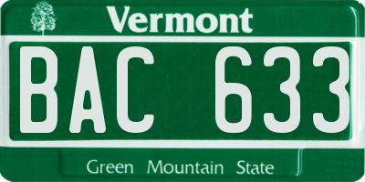 VT license plate BAC633