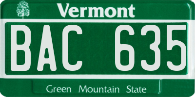 VT license plate BAC635