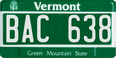 VT license plate BAC638