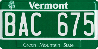 VT license plate BAC675