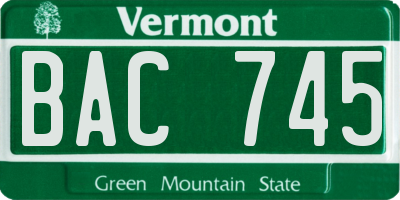 VT license plate BAC745
