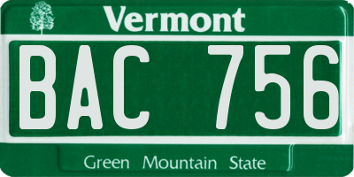 VT license plate BAC756