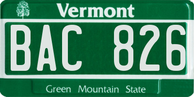 VT license plate BAC826
