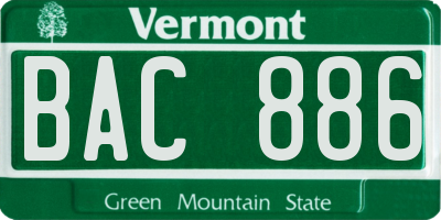 VT license plate BAC886