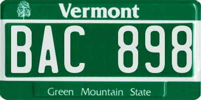 VT license plate BAC898