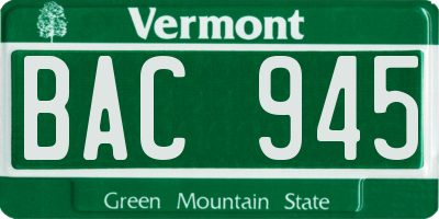 VT license plate BAC945