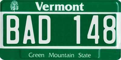 VT license plate BAD148