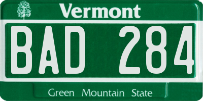 VT license plate BAD284