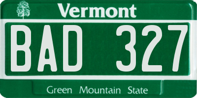 VT license plate BAD327