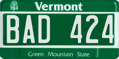 VT license plate BAD424
