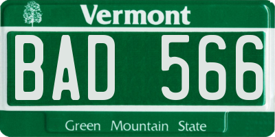 VT license plate BAD566