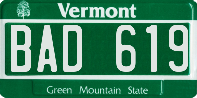 VT license plate BAD619