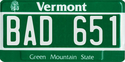 VT license plate BAD651
