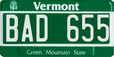 VT license plate BAD655