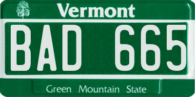 VT license plate BAD665