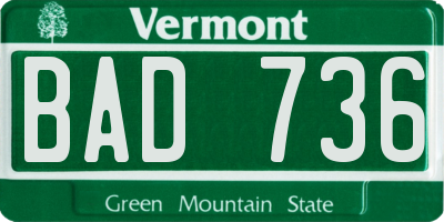 VT license plate BAD736
