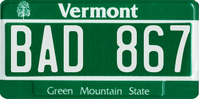 VT license plate BAD867