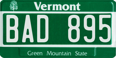 VT license plate BAD895