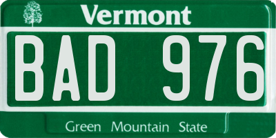 VT license plate BAD976