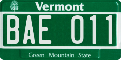 VT license plate BAE011