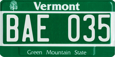 VT license plate BAE035