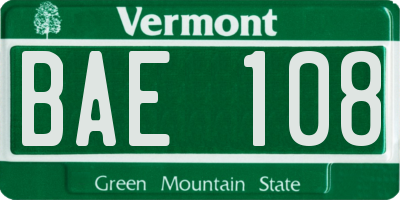 VT license plate BAE108