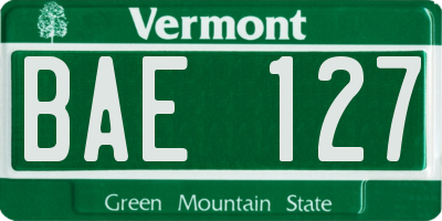 VT license plate BAE127