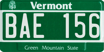 VT license plate BAE156