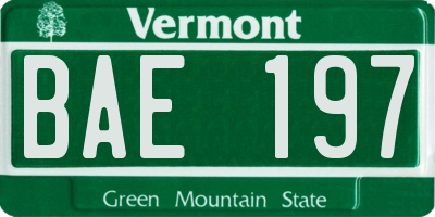 VT license plate BAE197