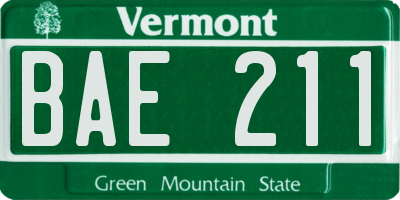 VT license plate BAE211