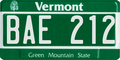 VT license plate BAE212