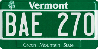 VT license plate BAE270