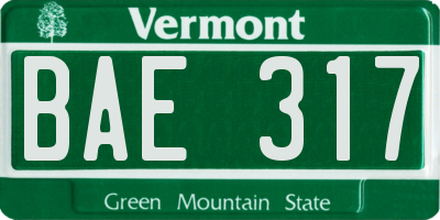 VT license plate BAE317