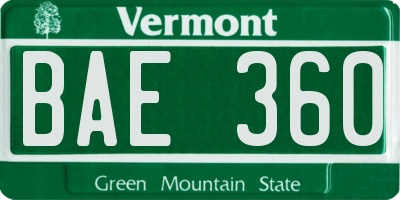 VT license plate BAE360