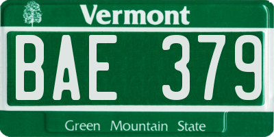VT license plate BAE379