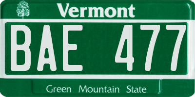 VT license plate BAE477
