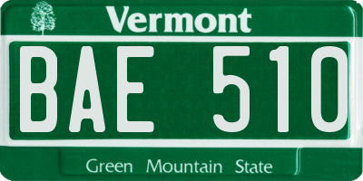 VT license plate BAE510