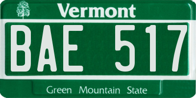 VT license plate BAE517