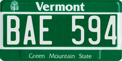 VT license plate BAE594