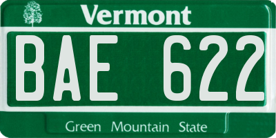 VT license plate BAE622