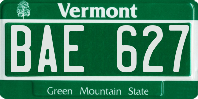 VT license plate BAE627