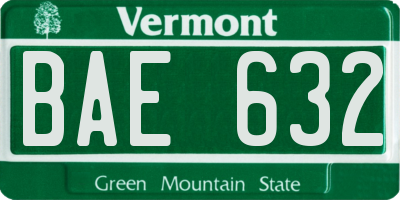 VT license plate BAE632