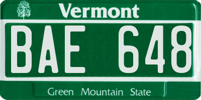 VT license plate BAE648