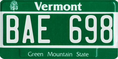 VT license plate BAE698