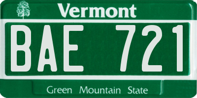 VT license plate BAE721